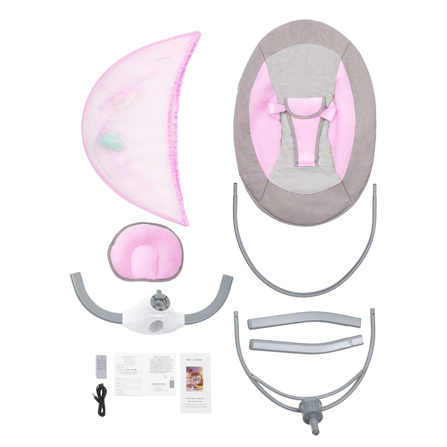 Infant baby swing with 4 speeds, 12 lullabies, 3-point harness and remote control