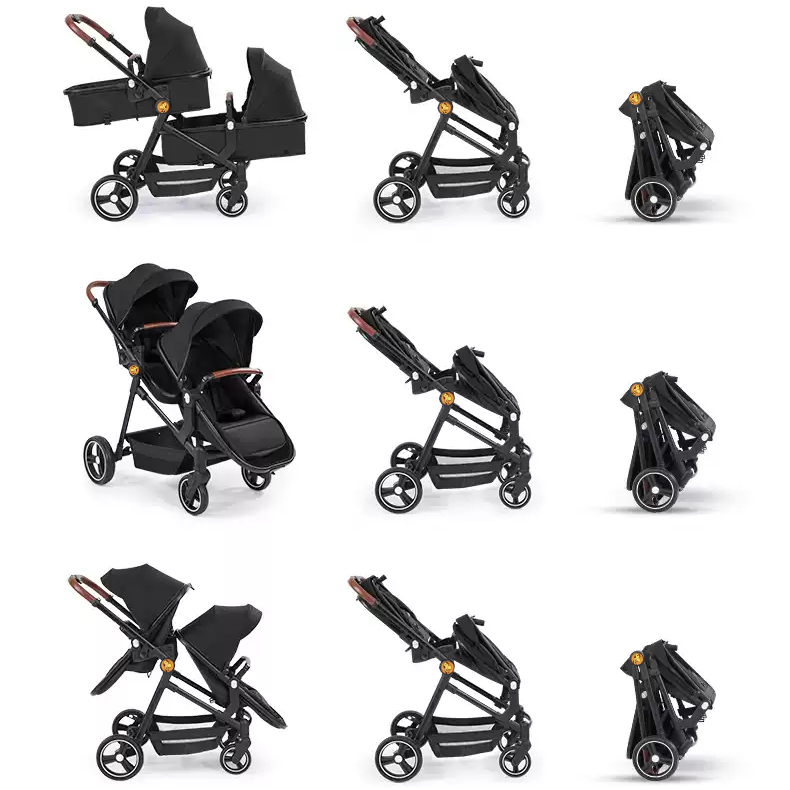 Foldable Twin Baby Stroller – Lightweight Double Seat Pushchair for Travel