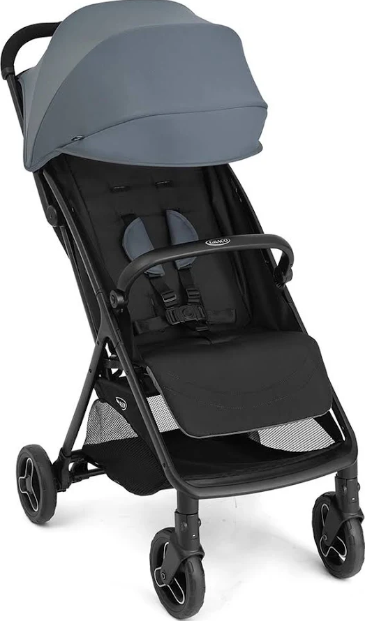 Compact Travel Stroller with Bumper Bar – Stormy Blue Lightweight Pushchair