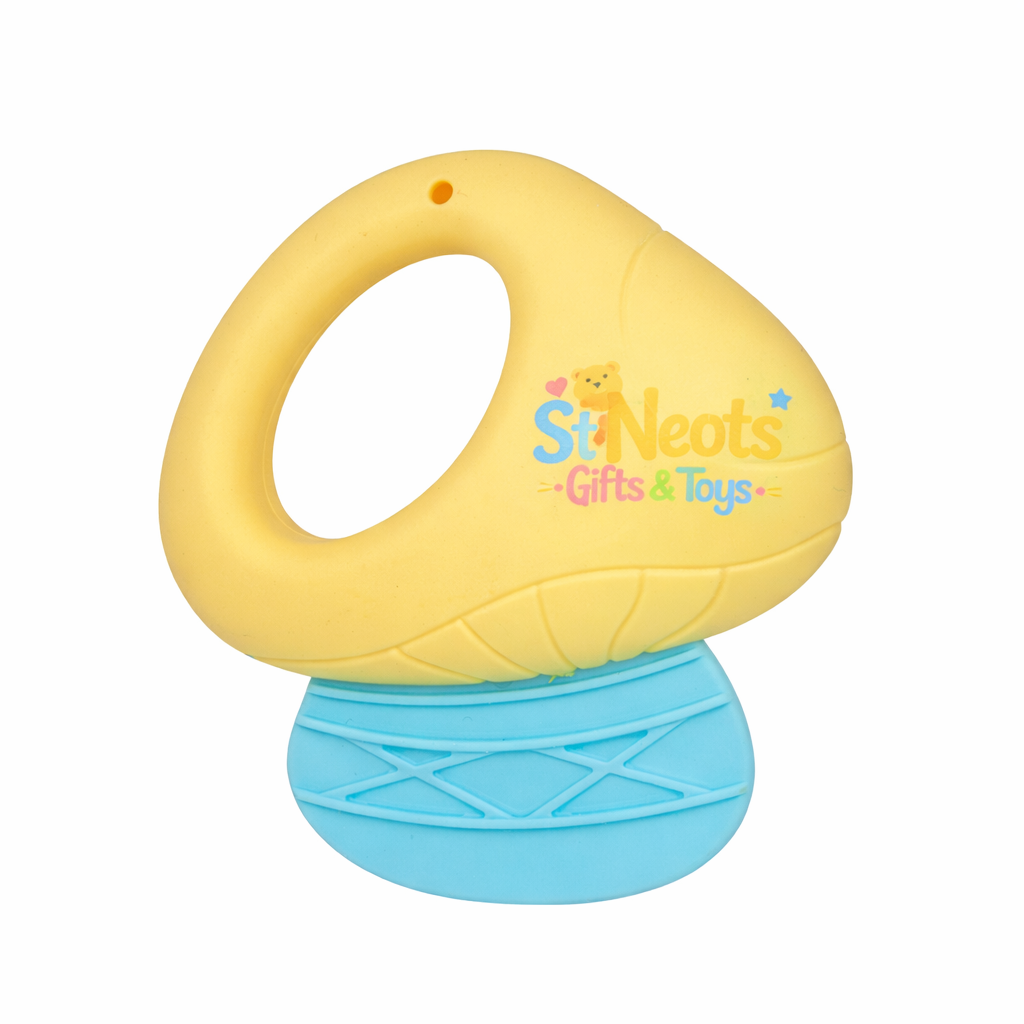 St Neots Gifts & Toys Silicone Baby Teether Rattle – Soft Sensory Toy for Infants