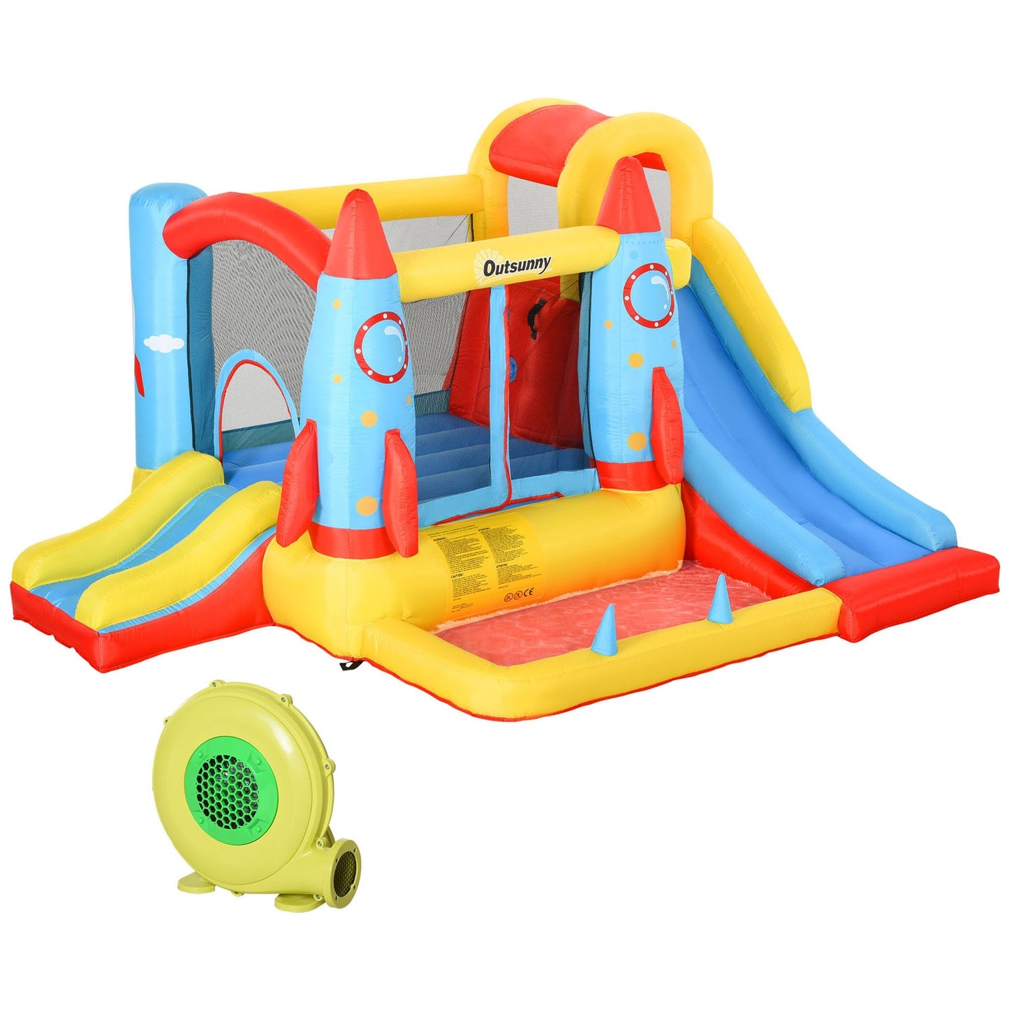 Outsunny 3-in-1 Inflatable Bouncy Castle with Dual Slides, Trampoline & Water Pool 3.3m x 2.65m x 1.85m