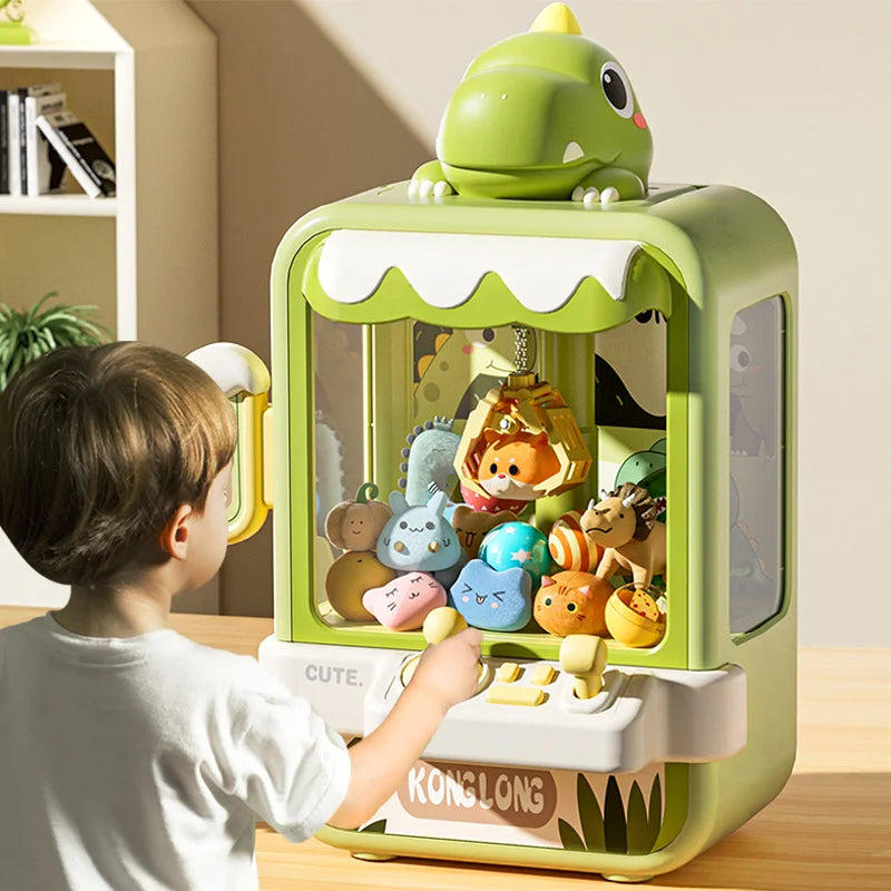 Dinosaur Claw Machine Toys Electronic Arcade Game – Adjustable Catch Doll Machine, Music, Mini Vending Age 7+