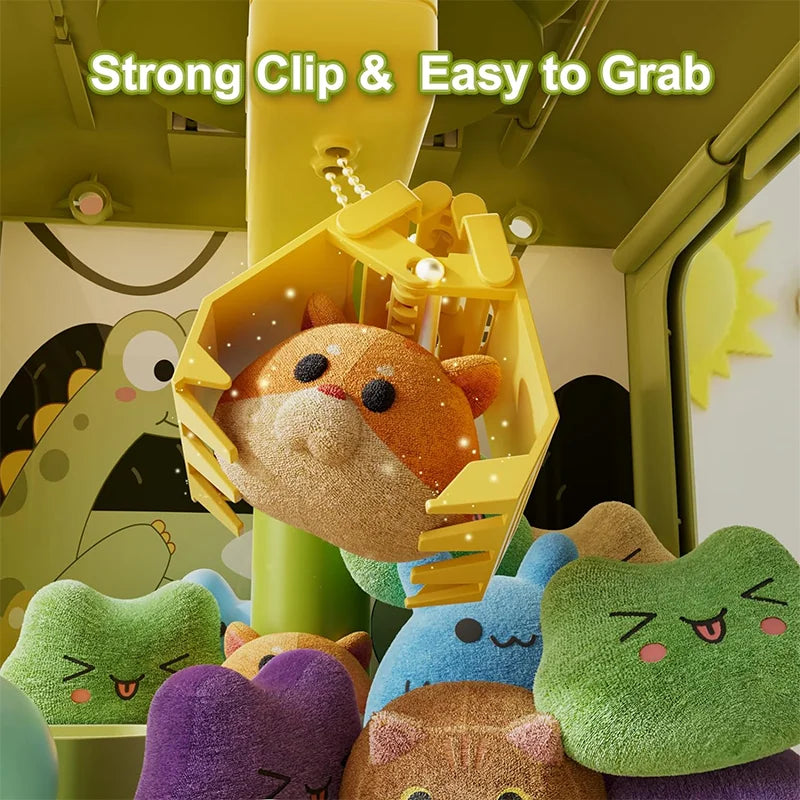 Dinosaur Claw Machine Toys Electronic Arcade Game – Adjustable Catch Doll Machine, Music, Mini Vending Age 7+