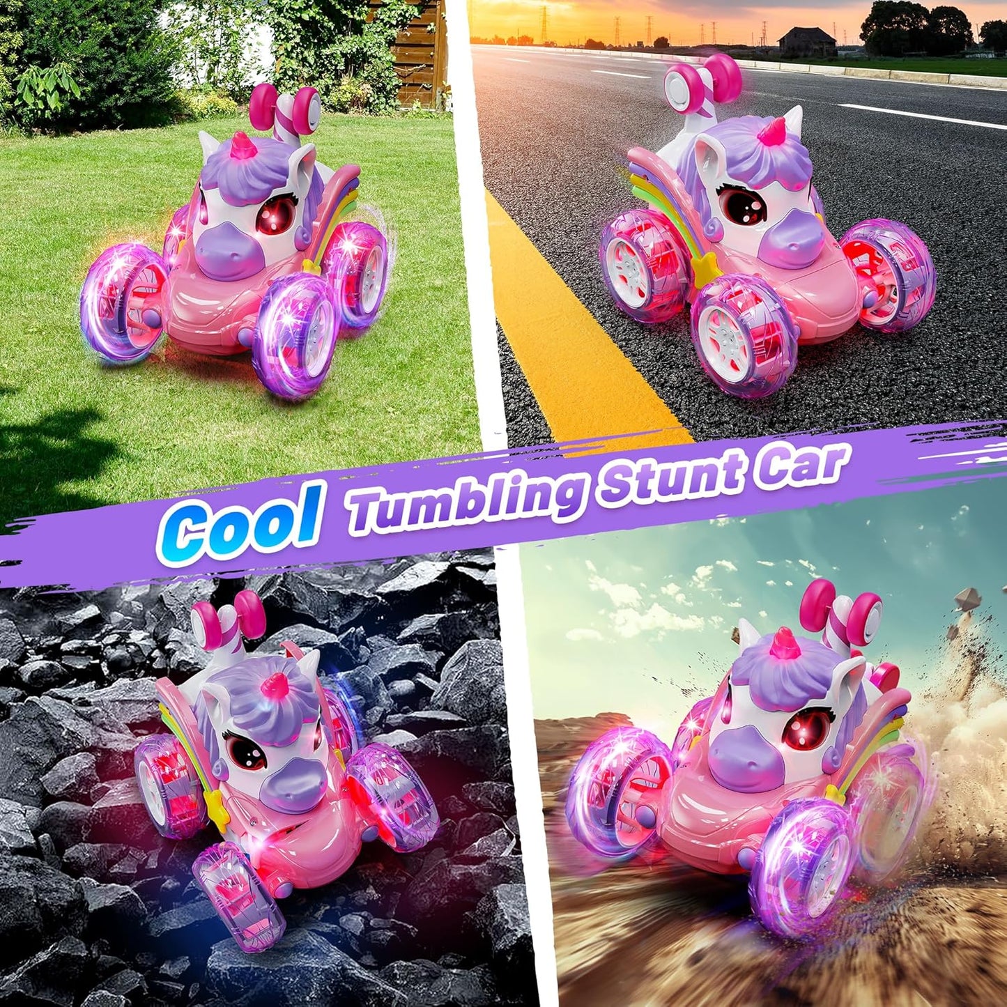 Transforming RC Stunt Drift Car with LED Lights – 2.4GHz Remote Control Toy for Kids