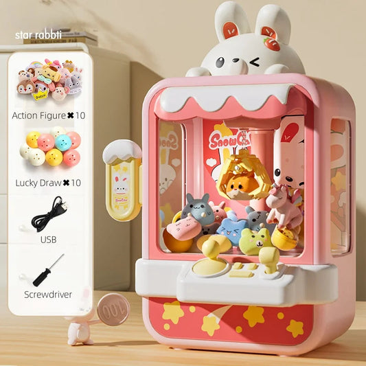 Dinosaur Claw Machine Toys Electronic Arcade Game – Adjustable Catch Doll Machine, Music, Mini Vending Age 7+