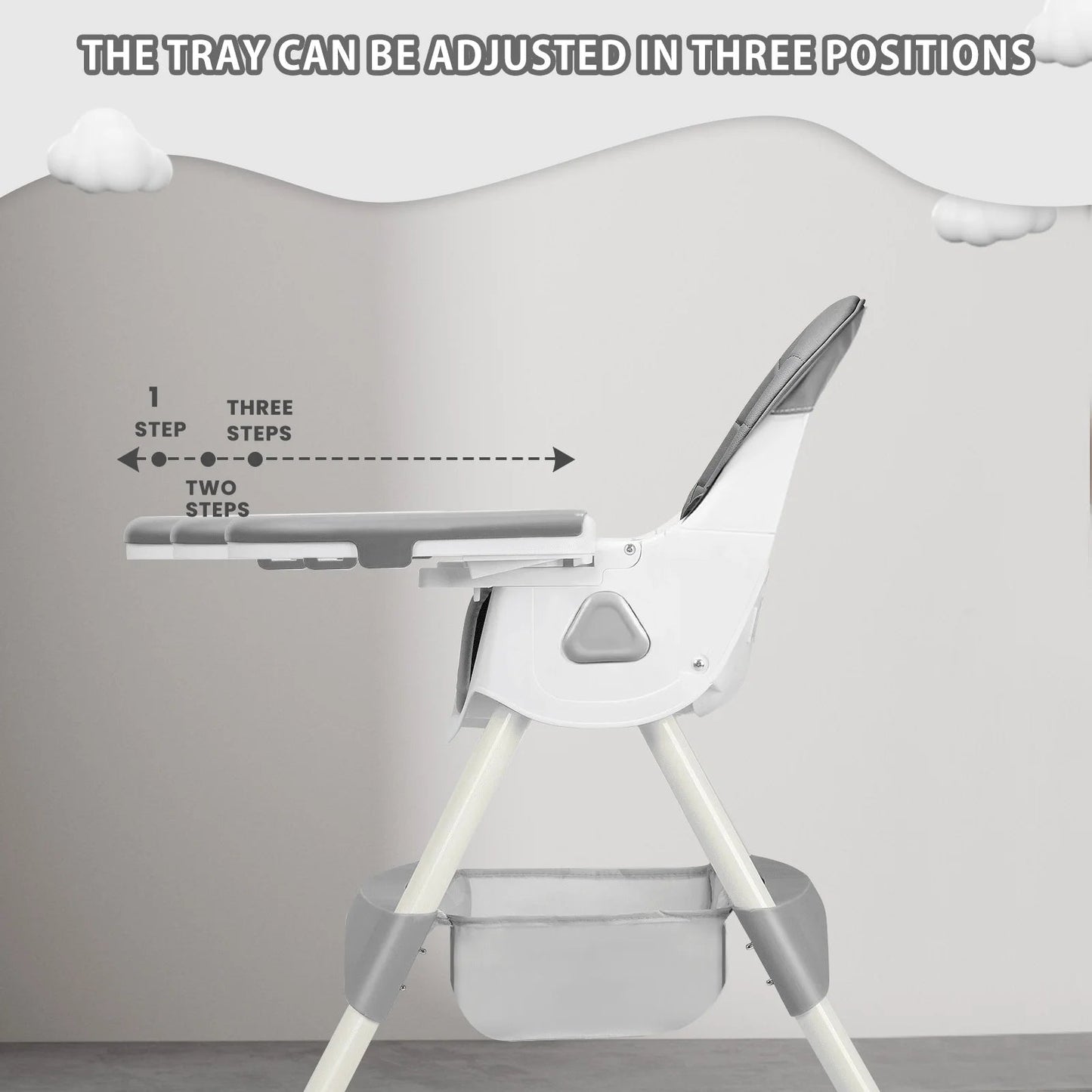 Foldable Baby High Chair with Anti-Slip Base, Toy Rack, and Removable Tray – Ages 6 Months+