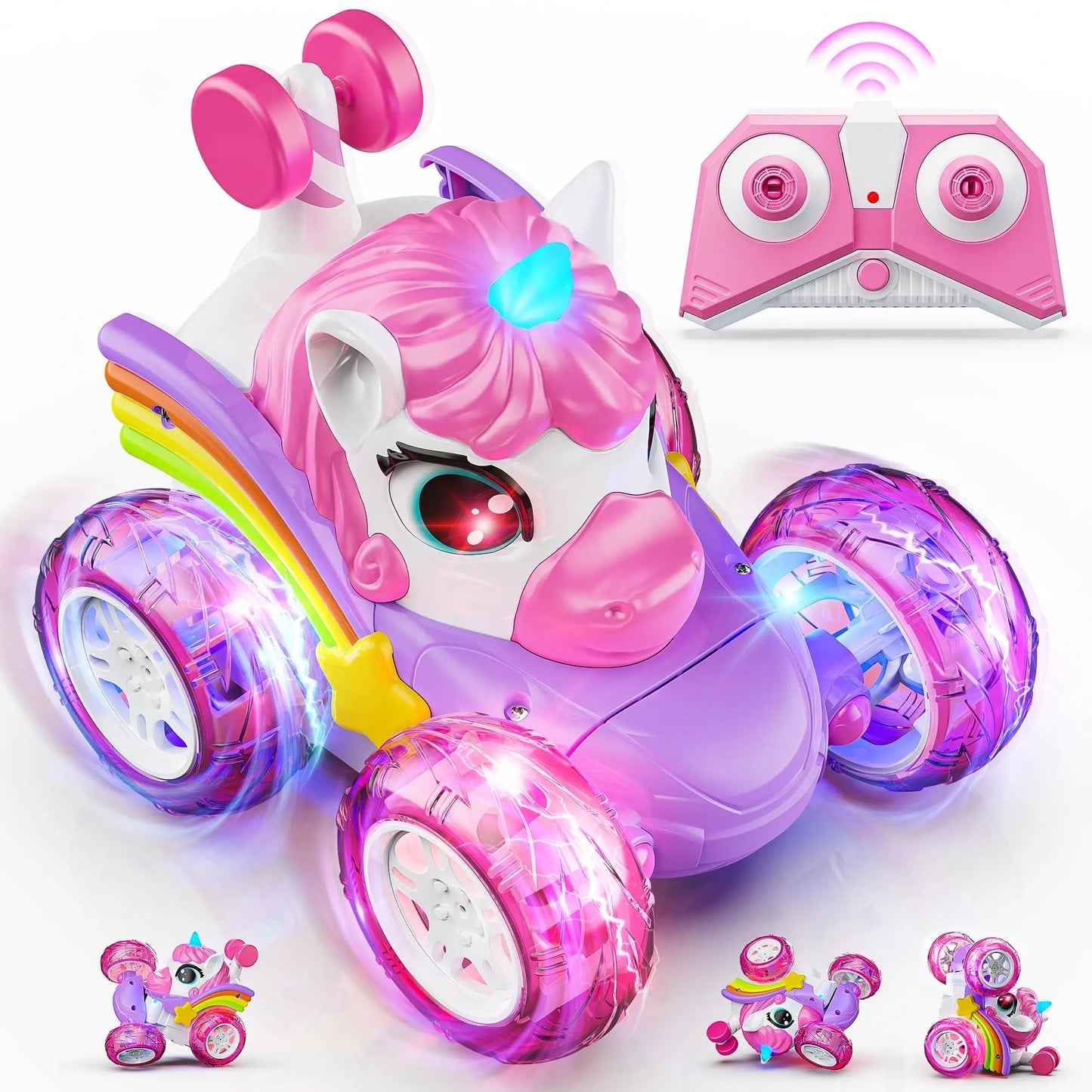 Transforming RC Stunt Drift Car with LED Lights – 2.4GHz Remote Control Toy for Kids