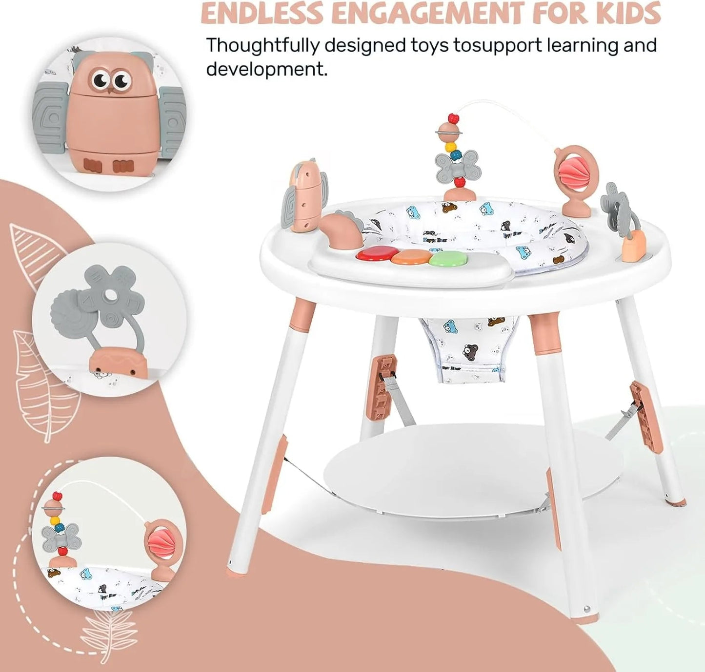 3-in-1 Baby Activity Centre Jumper & Play Table – 360° Rotating Seat with Interactive Toys