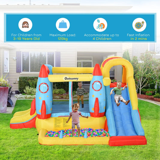 Outsunny 3-in-1 Inflatable Bouncy Castle with Dual Slides, Trampoline & Water Pool 3.3m x 2.65m x 1.85m