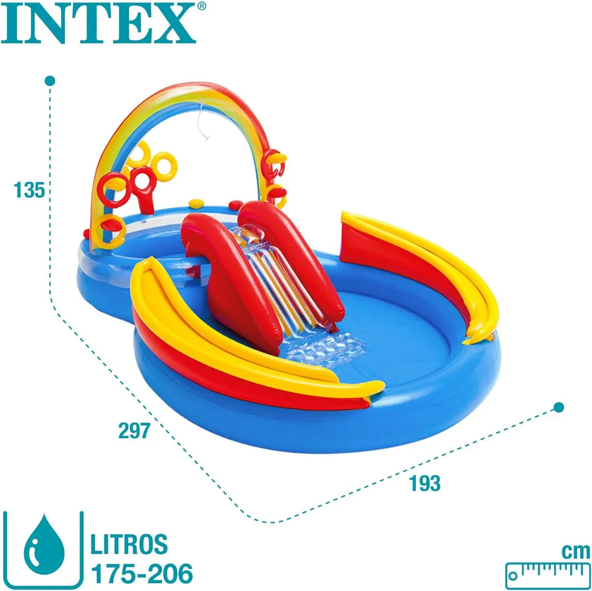 Intex 57453 Rainbow Inflatable Family Pool 9.9ft x 6.4ft x 4.5ft