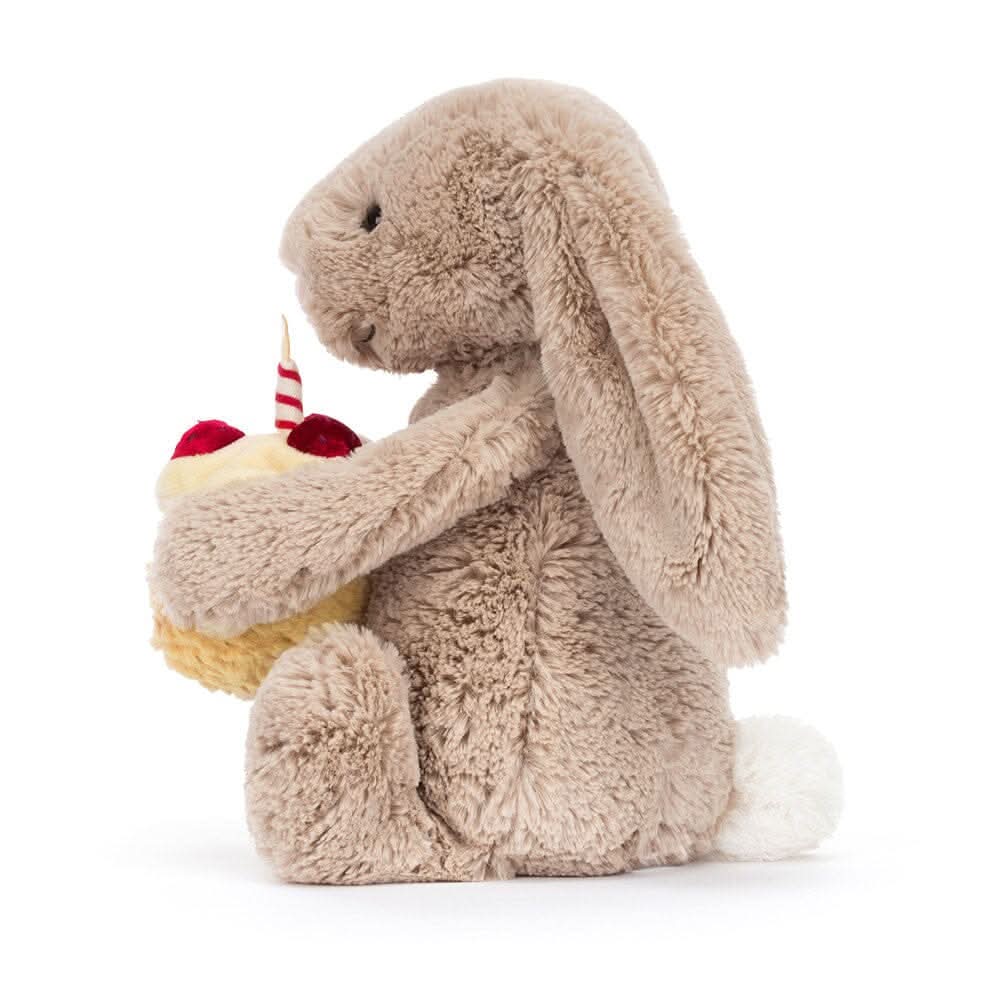 Bunny Plush Toy with Birthday Cake – 31 cm