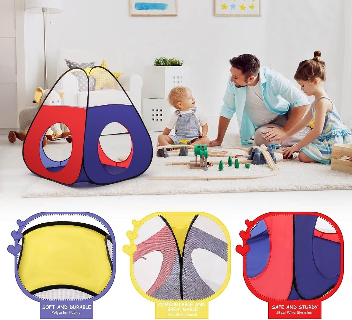 4-in-1 Kids Play Tent with Tunnel & Ball Pit – Portable Pop-Up Playhouse for Toddlers and Children