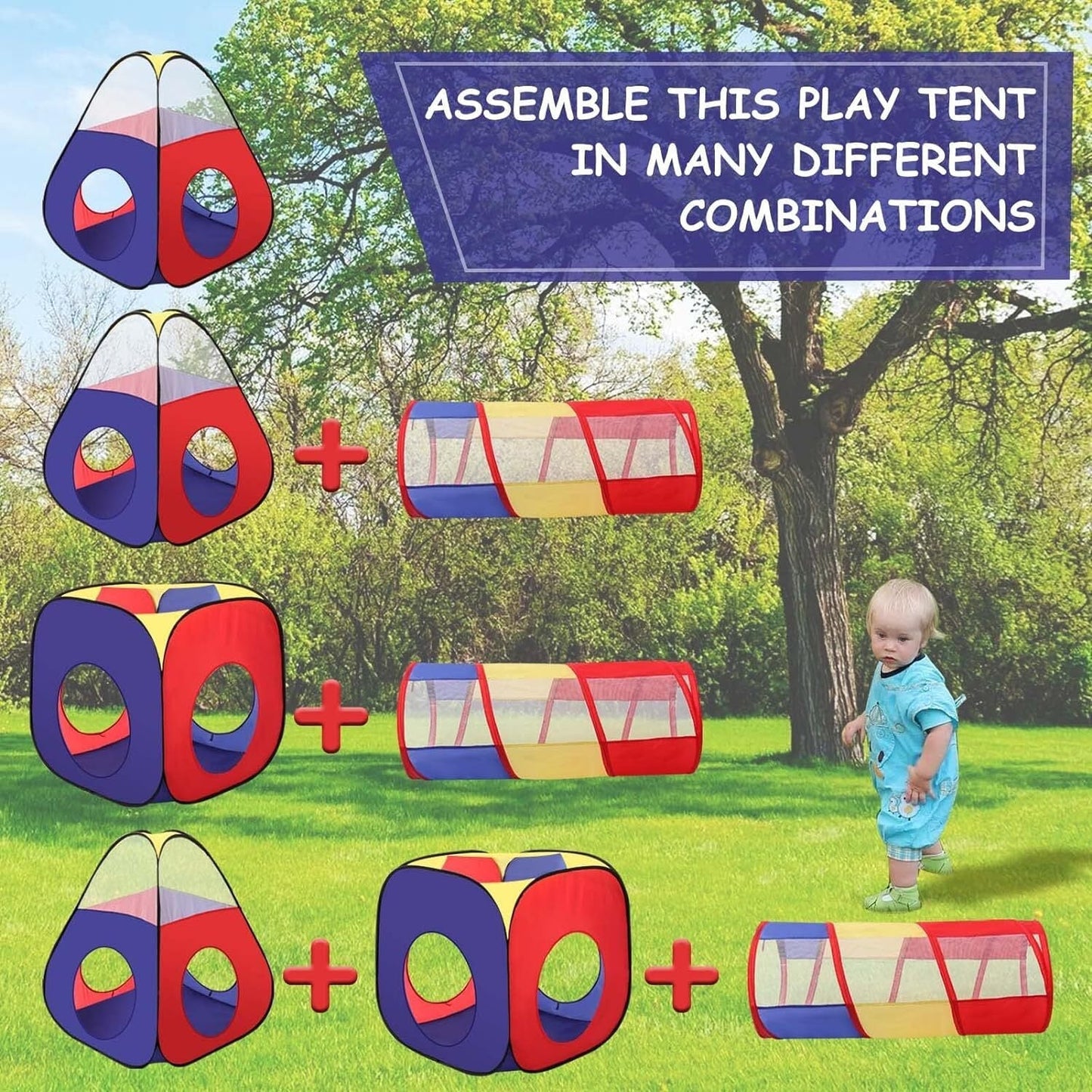 4-in-1 Kids Play Tent with Tunnel & Ball Pit – Portable Pop-Up Playhouse for Toddlers and Children