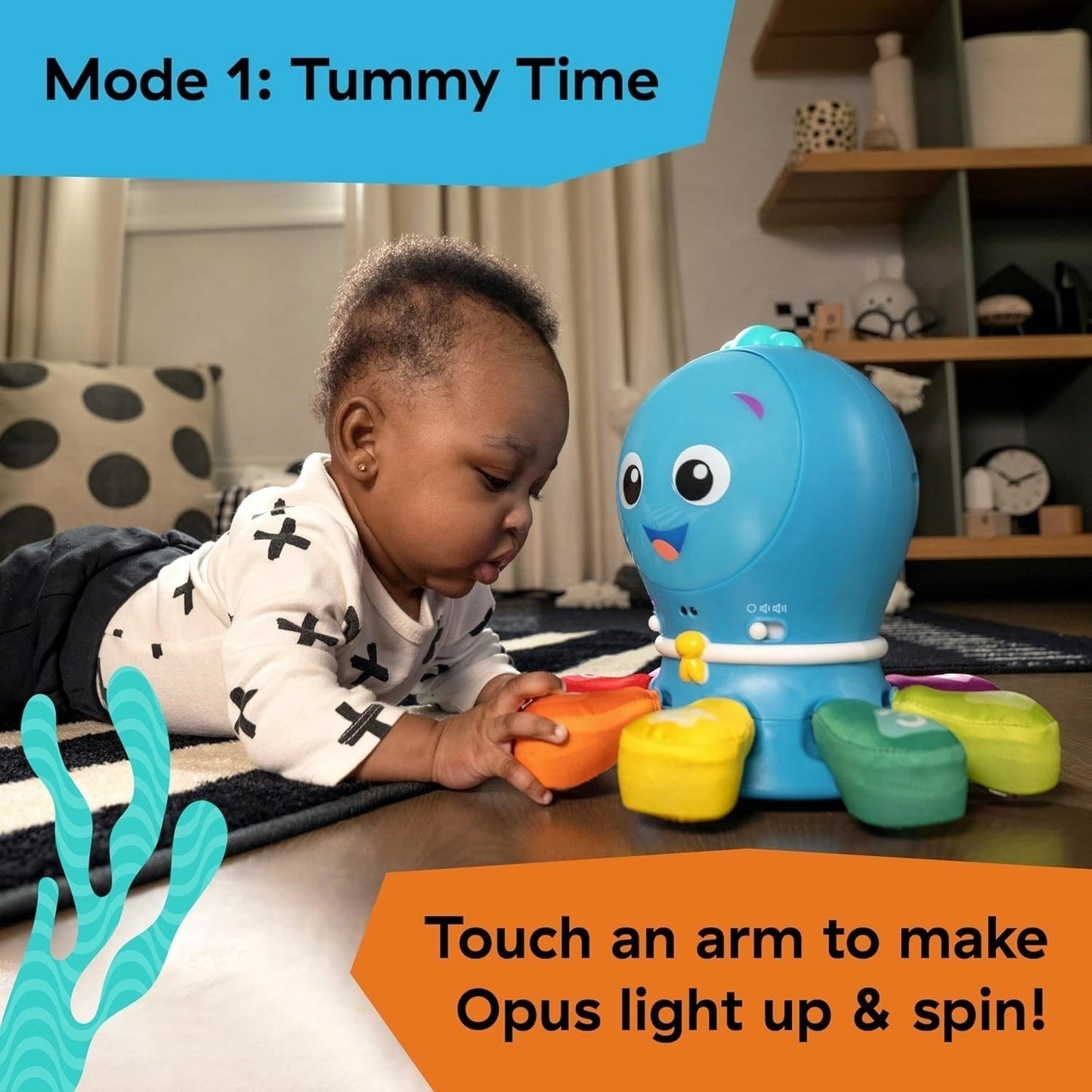 Baby Einstein Go Opus Go Musical Crawl & Chase Octopus Toy with Lights Ages 3M–5Y